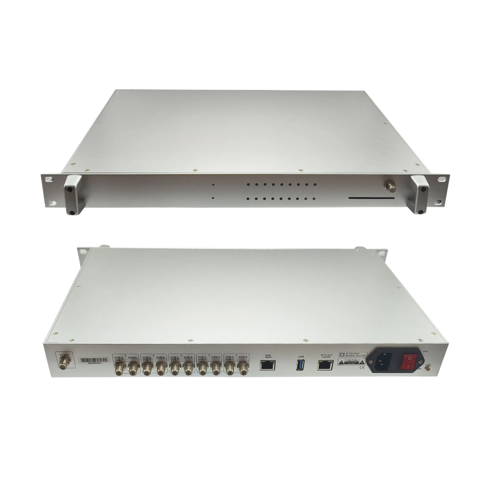 Digital Satellite Signal Receiver 5-Channel Tuner RF IP DVB-S2 DVB-T T2 DVB-C ISDBT Modulator High Definition Metal Private Mold