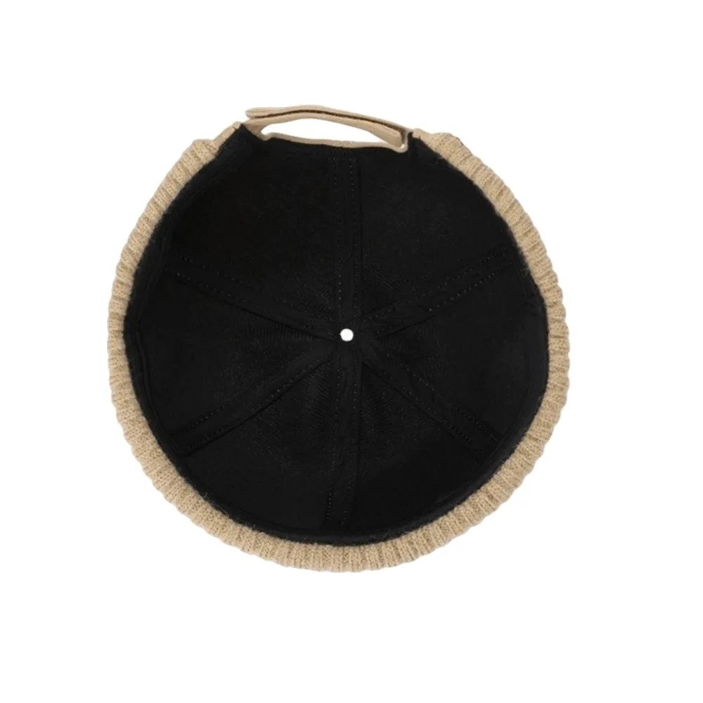 

Retro Keep Warm Bucket Hat Brimless Japan-style Knit Hat Solid Color Beanie Cap Winter