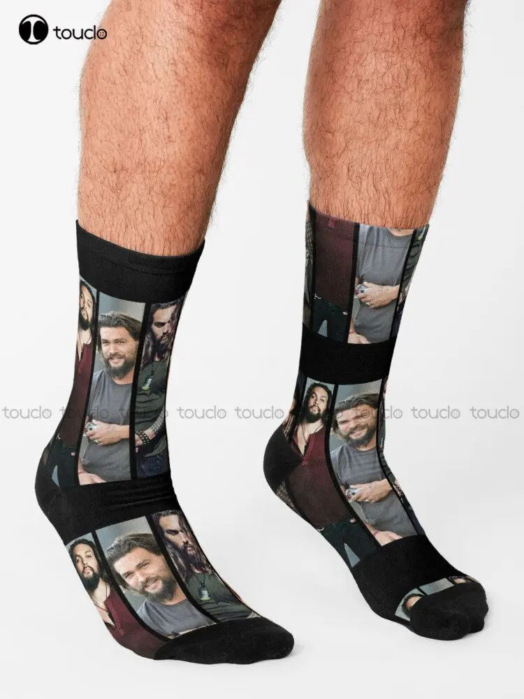 Jason Momoa Collage - Leo Zodiac Socks Cotton Socks For Men Personalized Custom Unisex Adult Teen Youth Socks Custom Gift Art