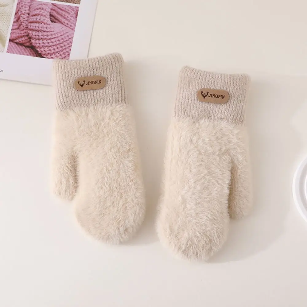 

Плюшевые однотонные перчатки, теплые варежки в корейском стиле с длинными пальцами, ветрозащитные велосипедные перчатки, перчатки для езды на велосипеде, уличные