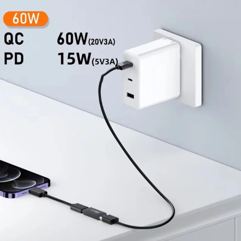USB 3.0 Female to Type c Female Adapter Type C Male to USB 3.0 Male Adapter OTG USB C to Type C Male Female Converter Connector view 3