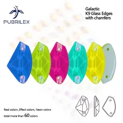 Galactic Edges with Chamfers Sew On Rhinestones Neon Colors K9 Glass Sewing Flatback Crystal for Garment Accessories