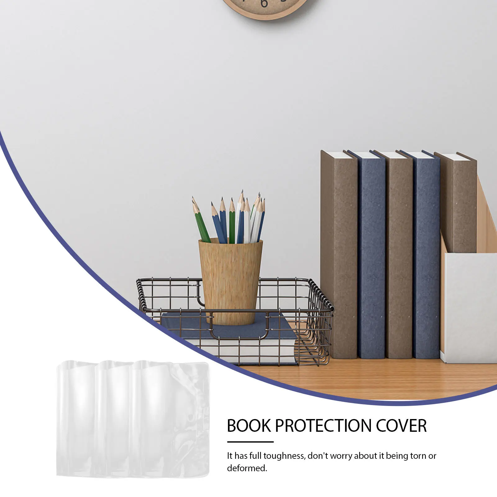 

3Pcs A5 Book Cover Clear Transparent Plastic Waterproof Protective Film Book Protector for Students School Textbooks