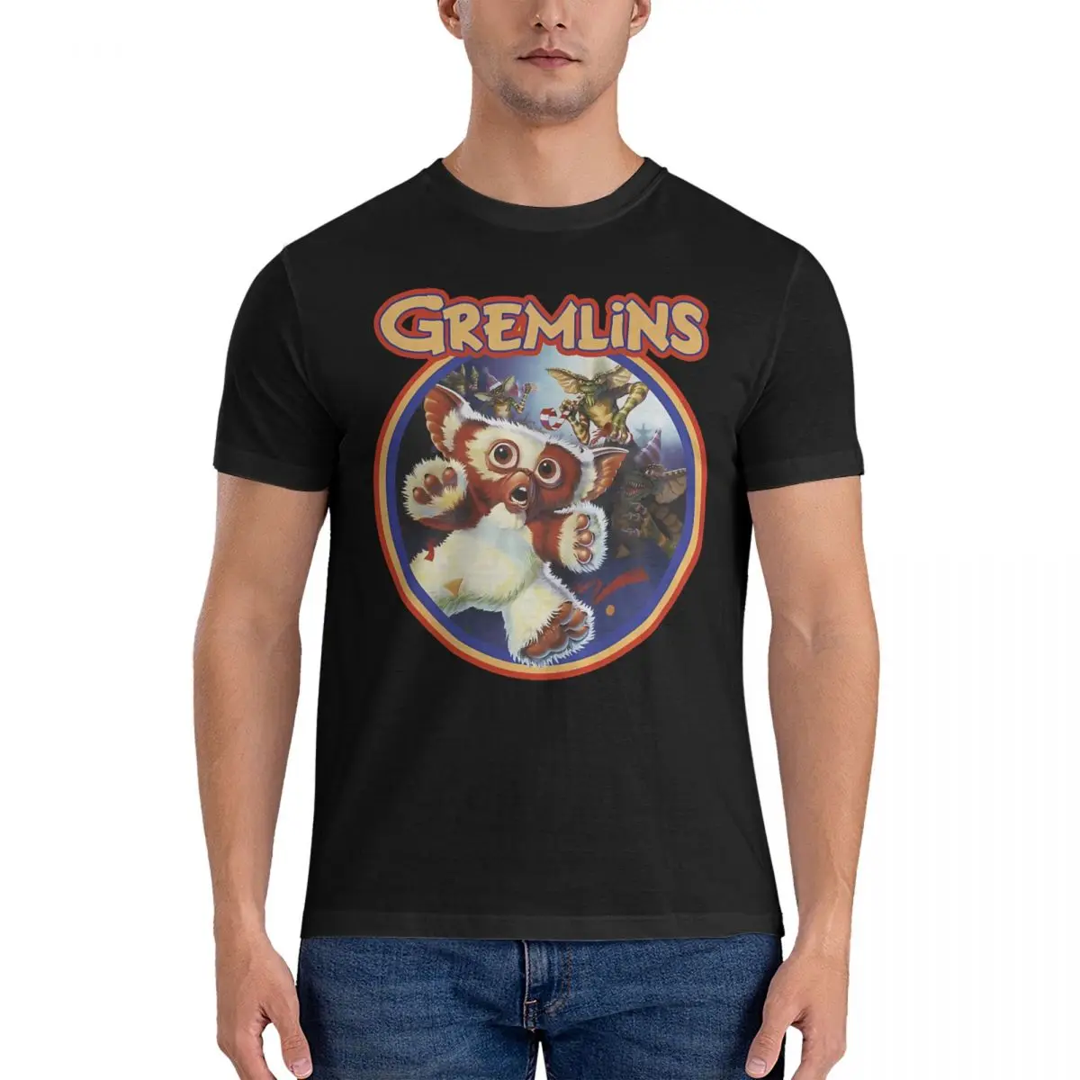 Men's Scary Gremlins T Shirts Gizmo Pure Cotton Clothing Funny Short Sleeve Crew Neck Tee Shirt Gift Idea T-Shirt