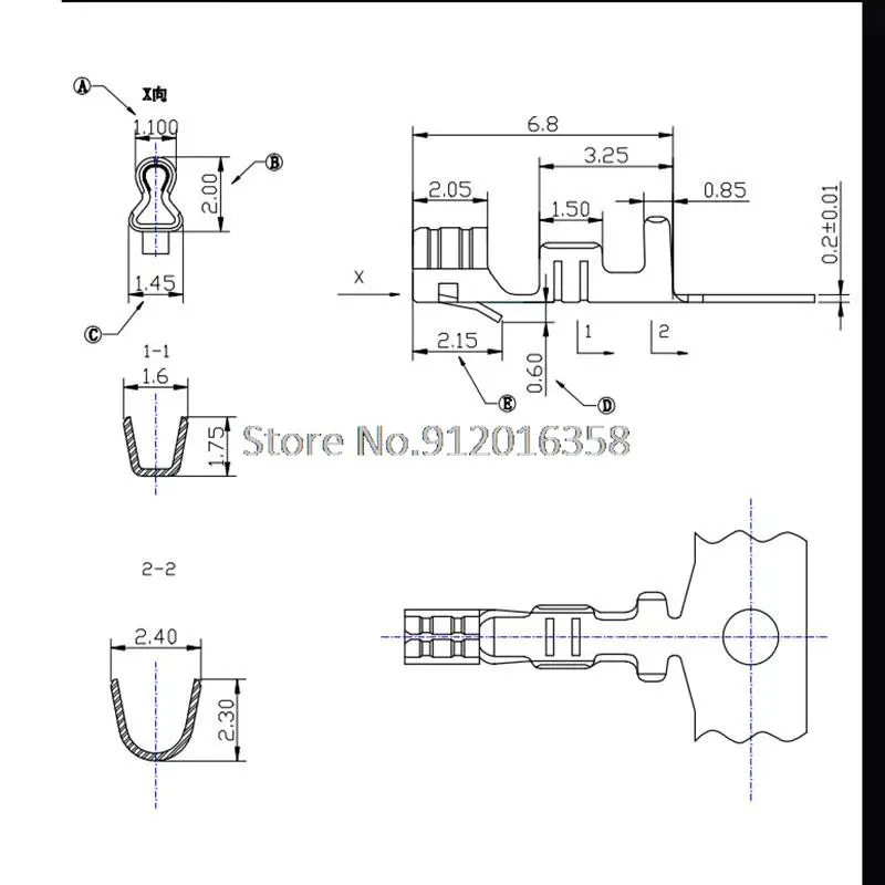 22AWG Double Female 2.5 Mini-SPOX 5263 5264 Crimp 0008701040 Female Crimp Connector customization terminal wire harness