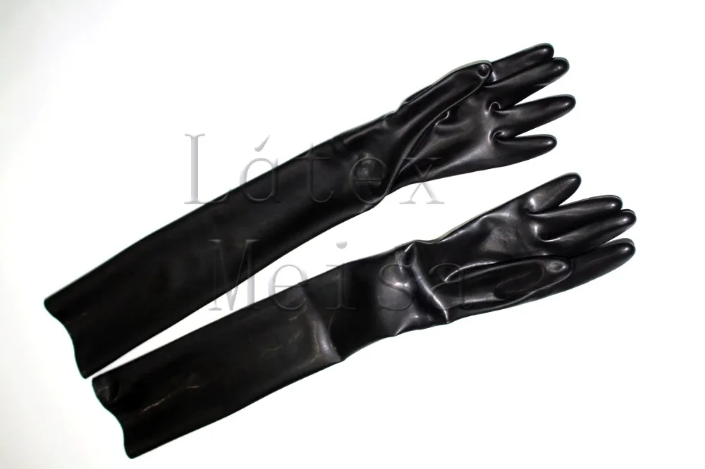 Gants longs en latex Zentai à cinq doigts, lingerie 100% naturelle, couleur noire, pour adultes