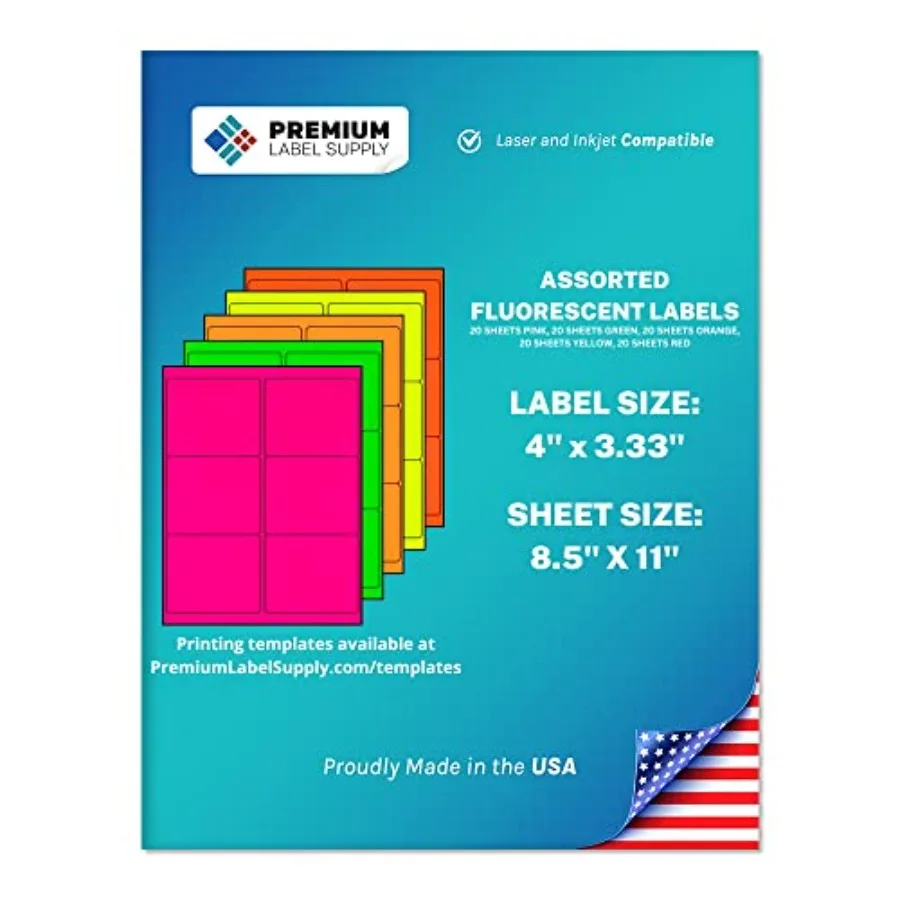 

Bright Neon Color Stickers - 4" x 3.33