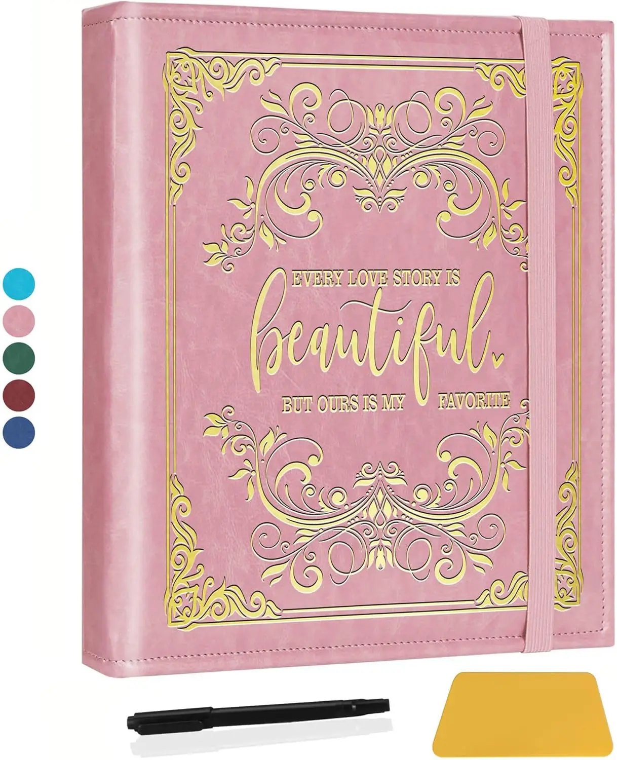 

Valentine Day Gift for Couple,Love Story Magnetic Self-Stick Page Photo Album for 3x5 4x6 5x7 Pictures,Wedding Anniversa