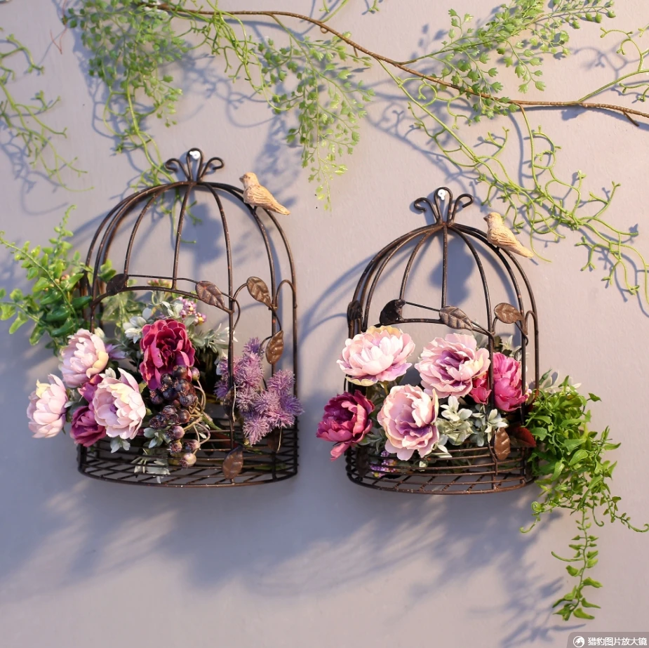 

Iron Bird Cage Flower Rack Wall Hanging Table Ornaments Kindergarten Forest Outdoor Park Villa Corridor Courtyard Garden Decor