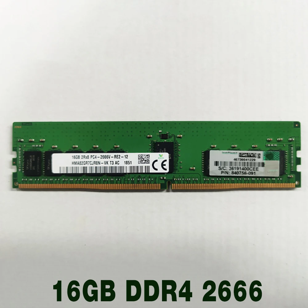 

1 pcs Server Memory For HP G9 GEN10 840756-091 2RX8 PC4-2666V REG ECC RAM High Quality Fast Ship 16GB DDR4 2666