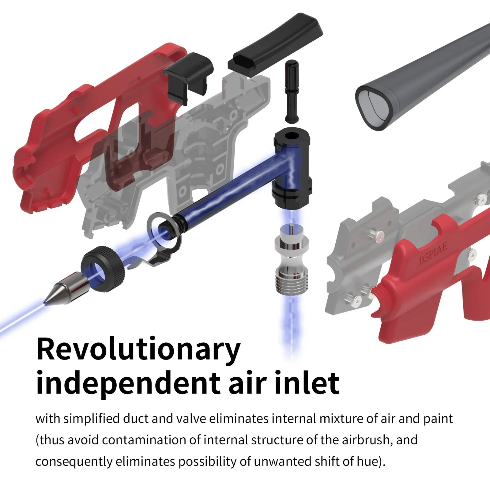 DSPIAE PT-AB 0.3/0.5 مللي متر مجموعة البخاخة الخالية من الغسيل مع ضاغط إيقاف تلقائي 36PSI لأدوات طلاء نموذج Gundam كعكة فنية للأظافر في السيارة