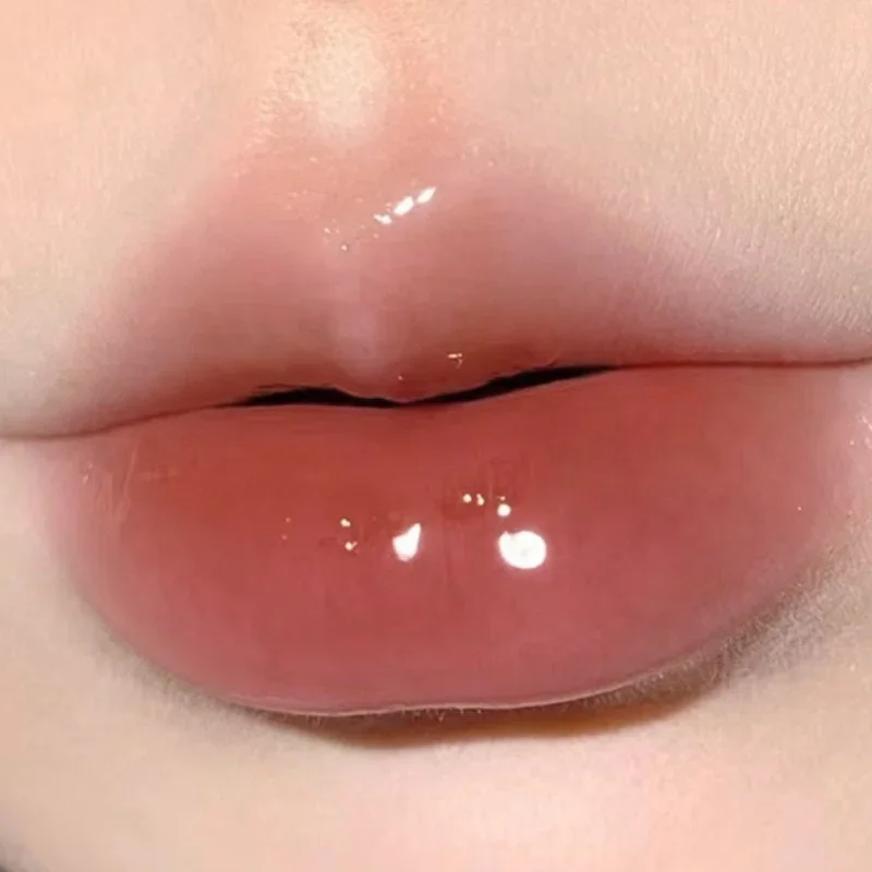 Lápiz labial en forma de corazón con luz de agua, cristal de espejo sólido, brillo de labios de gelatina de aceite transparente, tinte coreano, maquillaje, cosméticos para niñas