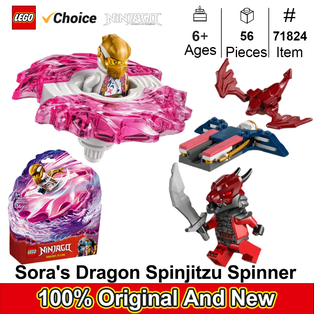 

LEGO 71824 NINJAGO Sora's Dragon Spinjitzu Spinner - Spinning Blade Battle Building Toy for Kids, Gift Idea for Birthdays，56PCS