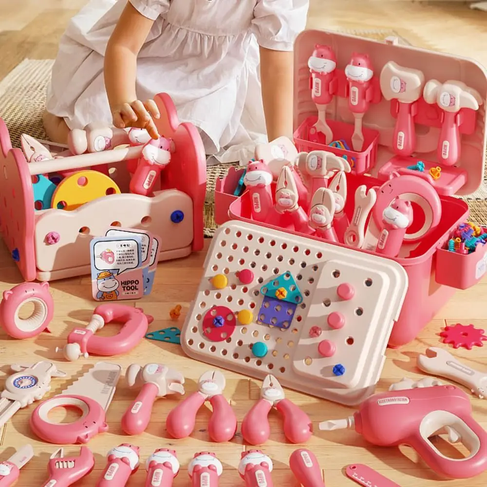 New 62Pcs Kids Tool Toys Set with Box Plastic Repair toolbox Building Blocks Assembly Educational Toy 3 to 6 years old