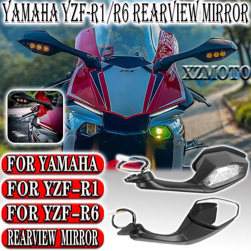 

For Yamaha YZF R6 YZFR6 17-2019 YZF R1 15-19 YZF-R1 Motorcycle Foldable Mirror Led Turn Light Signals Rear View Rearview Mirrors