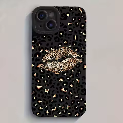 Leopard Print Lips Phoone Case For Samsung Galaxy S25 S24 S23 Ultra S22 Plus S21 FE 5G A56 A36 A16 A55 A54 A53 A52 A35 A34 Cover