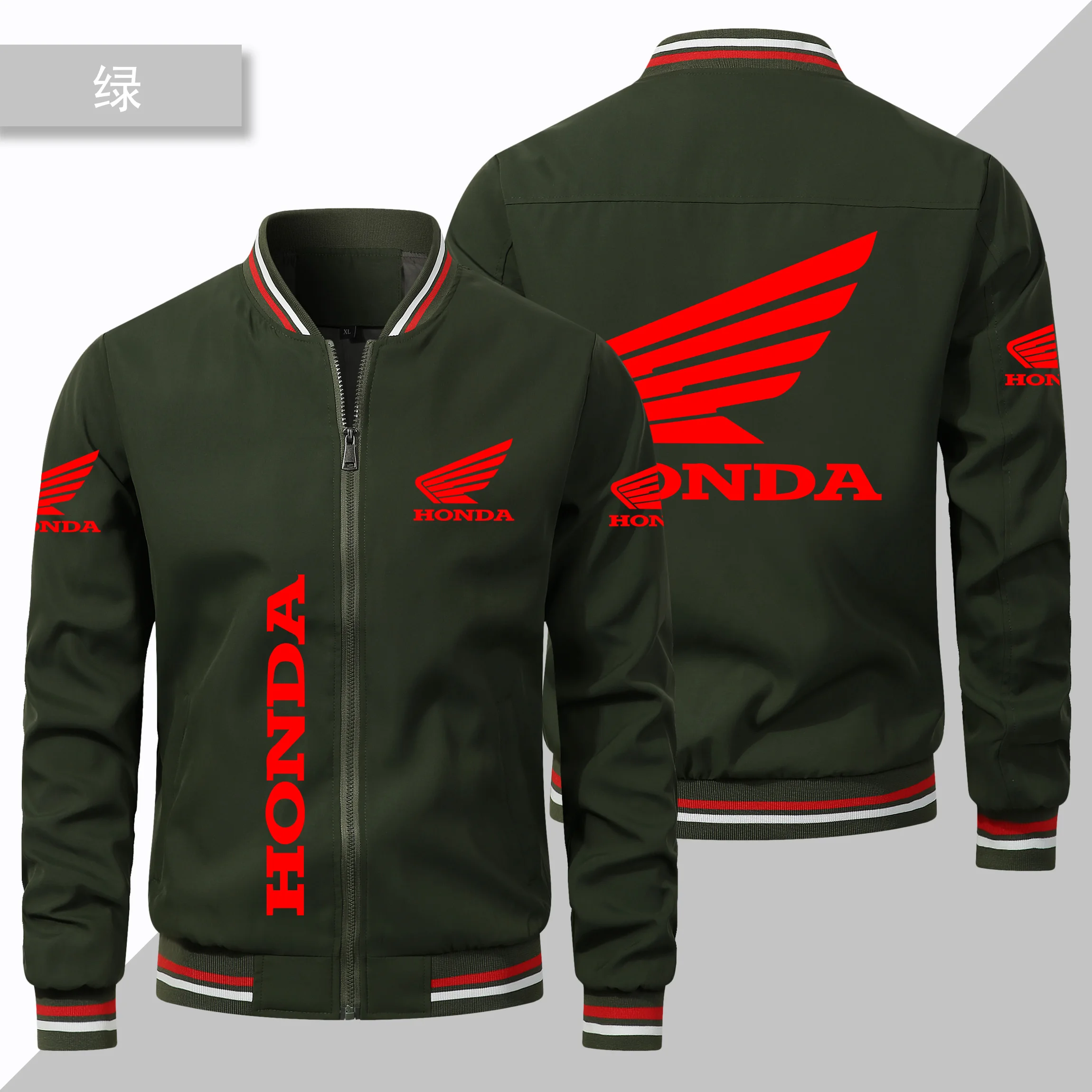 Honda Motorcycle Jacket 2025 New Honda Car Wing HRC Logo Printed Men's Jacket Oversized Motorcycle Racing Round Neck Jacket