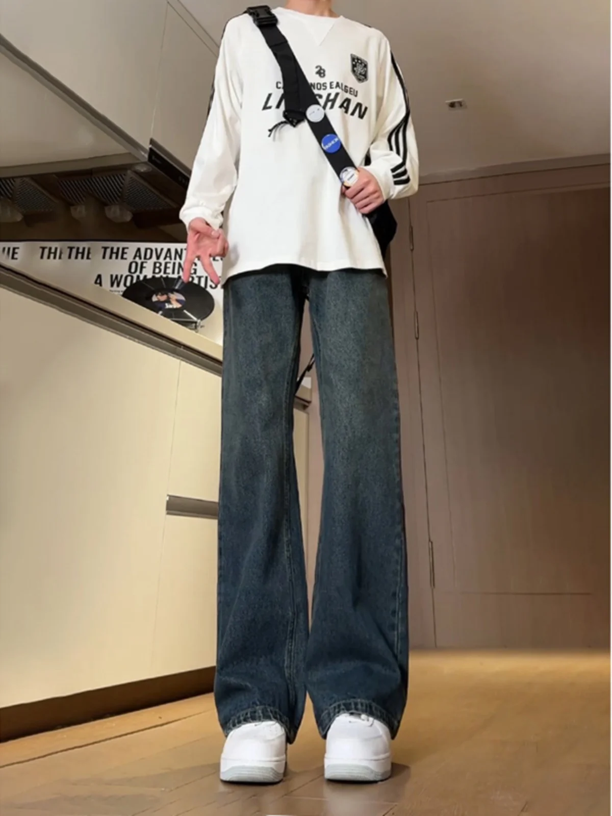 

Мужские джинсы Deep Blue прямого кроя, с высокой талией, облегающие, узкие, в американском стиле, повседневная молодежная мода