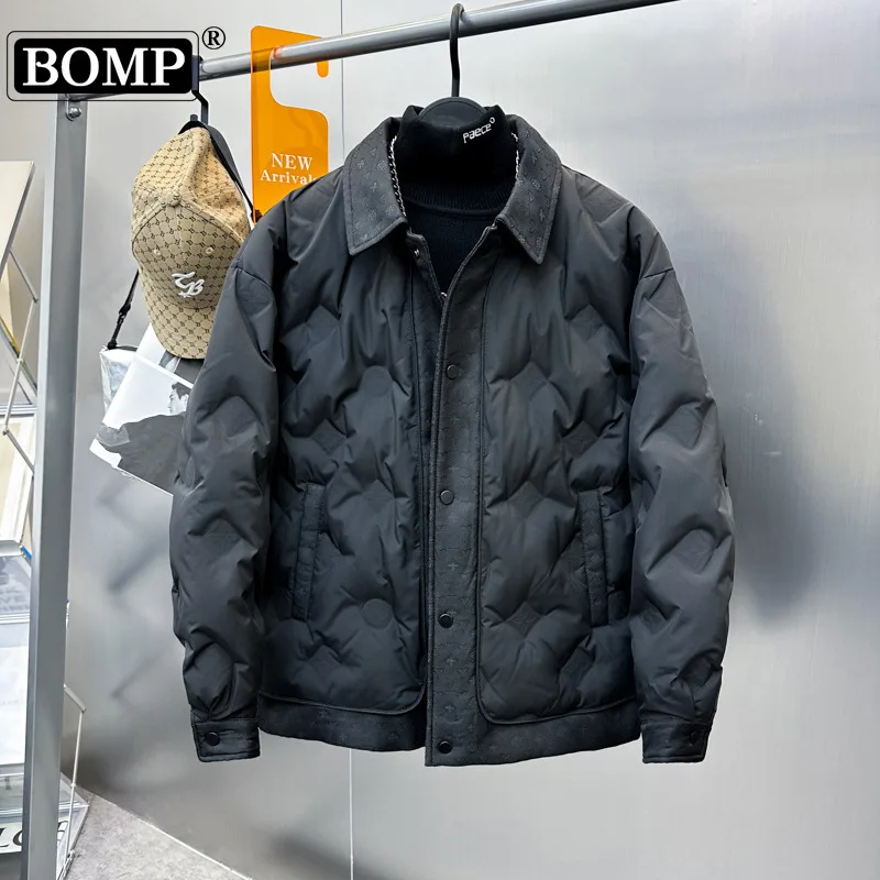 [bomp] 90 White Duck Men's Winter Trendy Embossed Collar Down Jacket, Warm Coat B1acd4390