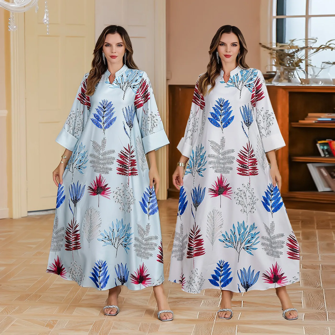 

Модная абайя с принтом и стразами, Дубай, Ближний Восток, мусульманское женское платье, исламская одежда, кафтан, длинное платье, наряд для вечеринки, Ид Мубарак