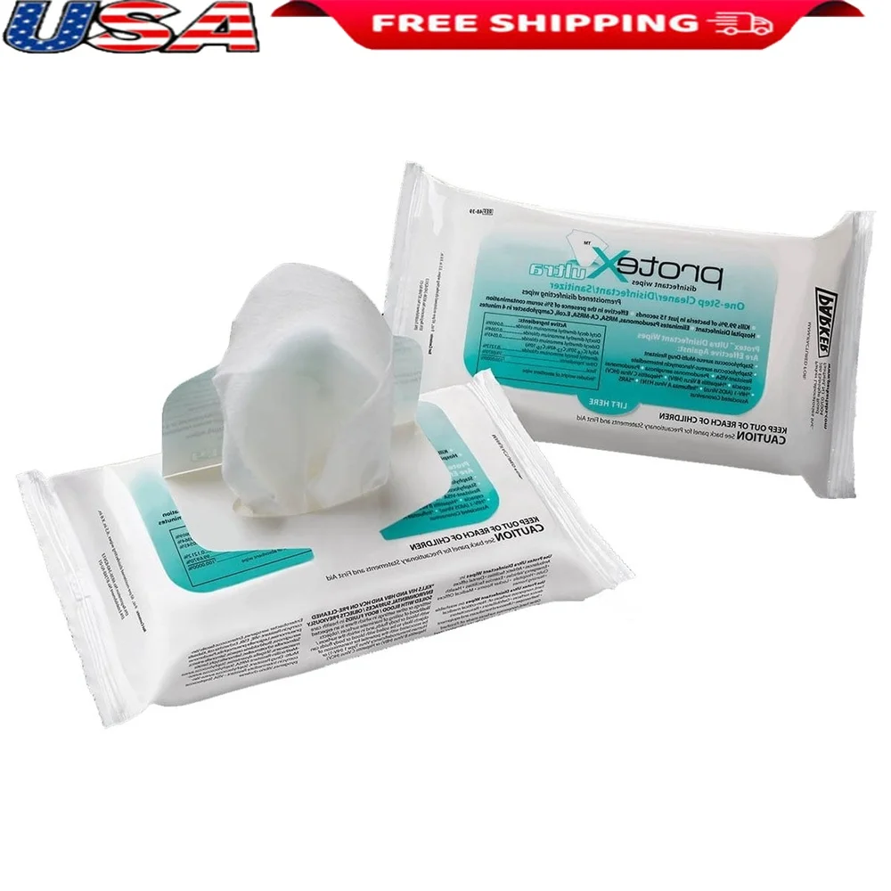 

Heavy Duty Disinfectant Wipes 80 Count Softpack Disposable 7x10 Floor Cleaning Cloths Alcohol Free Bleach Free USA Made