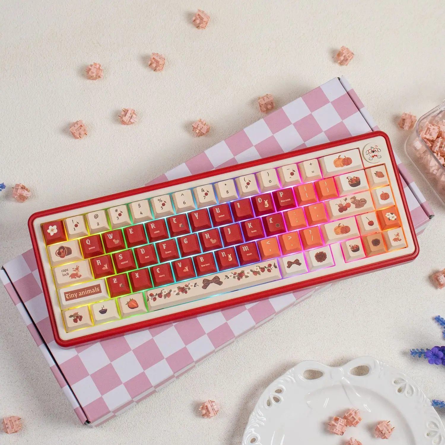 

Three-mode mechanical keyboard optional keycap customization kit Gasket hot-swappable RGB support QMK/VIA