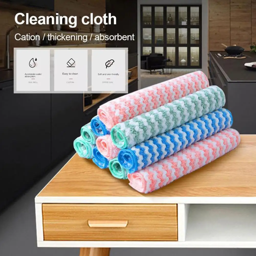 Kitchen Cleaning Rag Coral Fleece Dish Washing Cloth And Wet Super Kitchen Cleaning 1pc Towels Random Pad Absorbent Dry Sco K6Y5