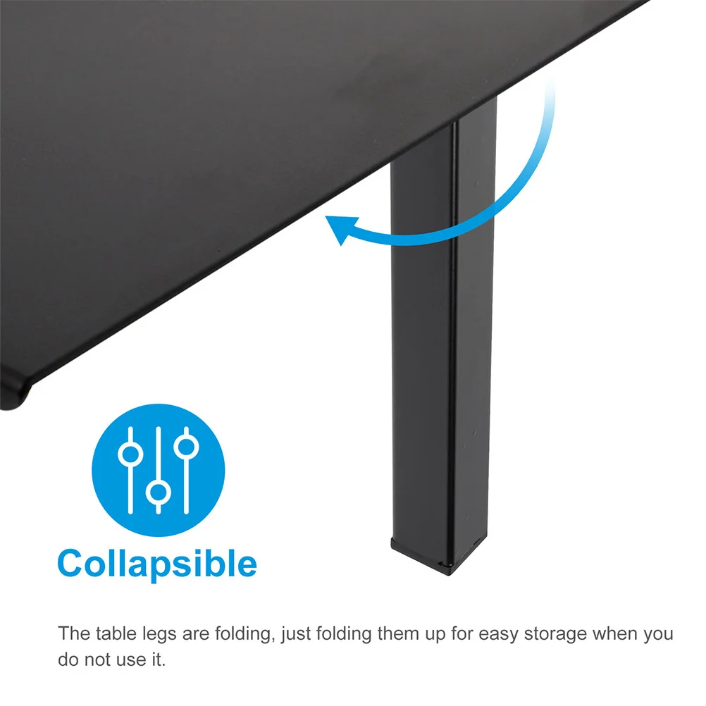 4Pcs Square Tube Table Legs Folding Metal Support for Laptop Bed Table Replacement Furniture Accessories Sturdy Iron Frame