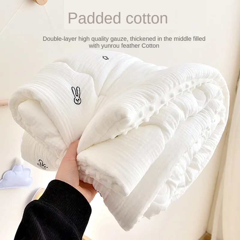 Одеяло для новорожденных, хлопковое одеяло с мультяшной вышивкой, мягкое дышащее детское одеяло с кондиционером на весну и осень