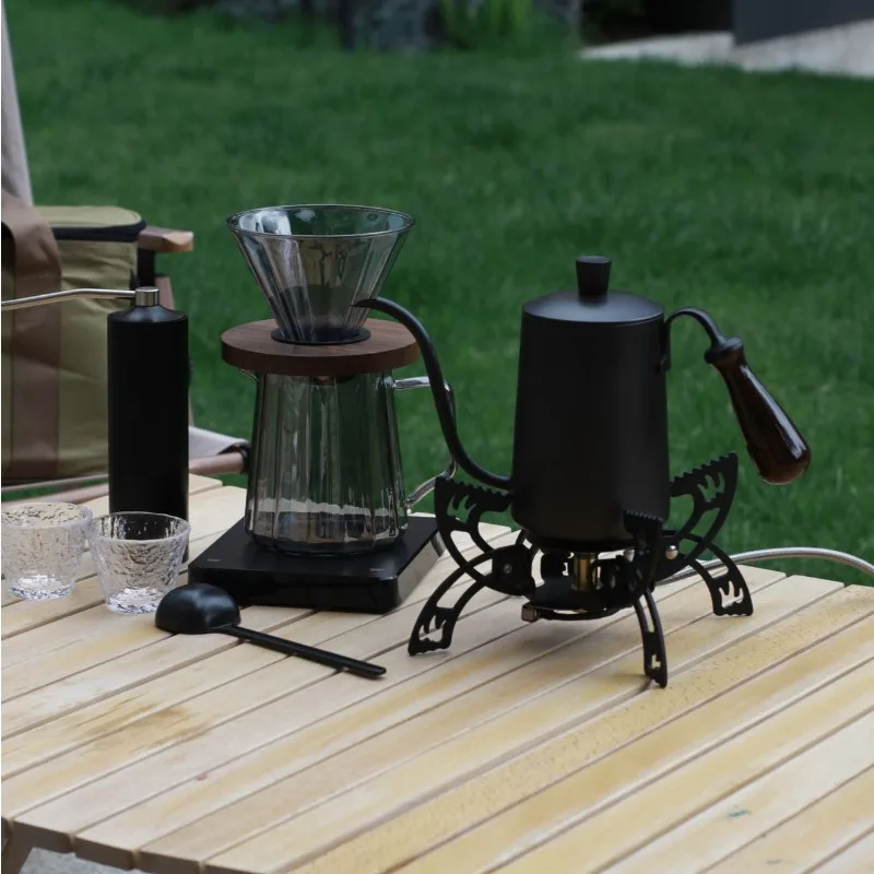Premium All-Metal Camping Coffee Kit- French Press & Moka Pot with Hand Grinder & Heat-Resistant Case