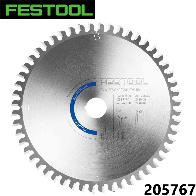 FESTOOL Laminate Saw Blade ALUMINIUM/PLASTICS Diamond circular  ABRASIVE MATERIALS 205766 205767 205769