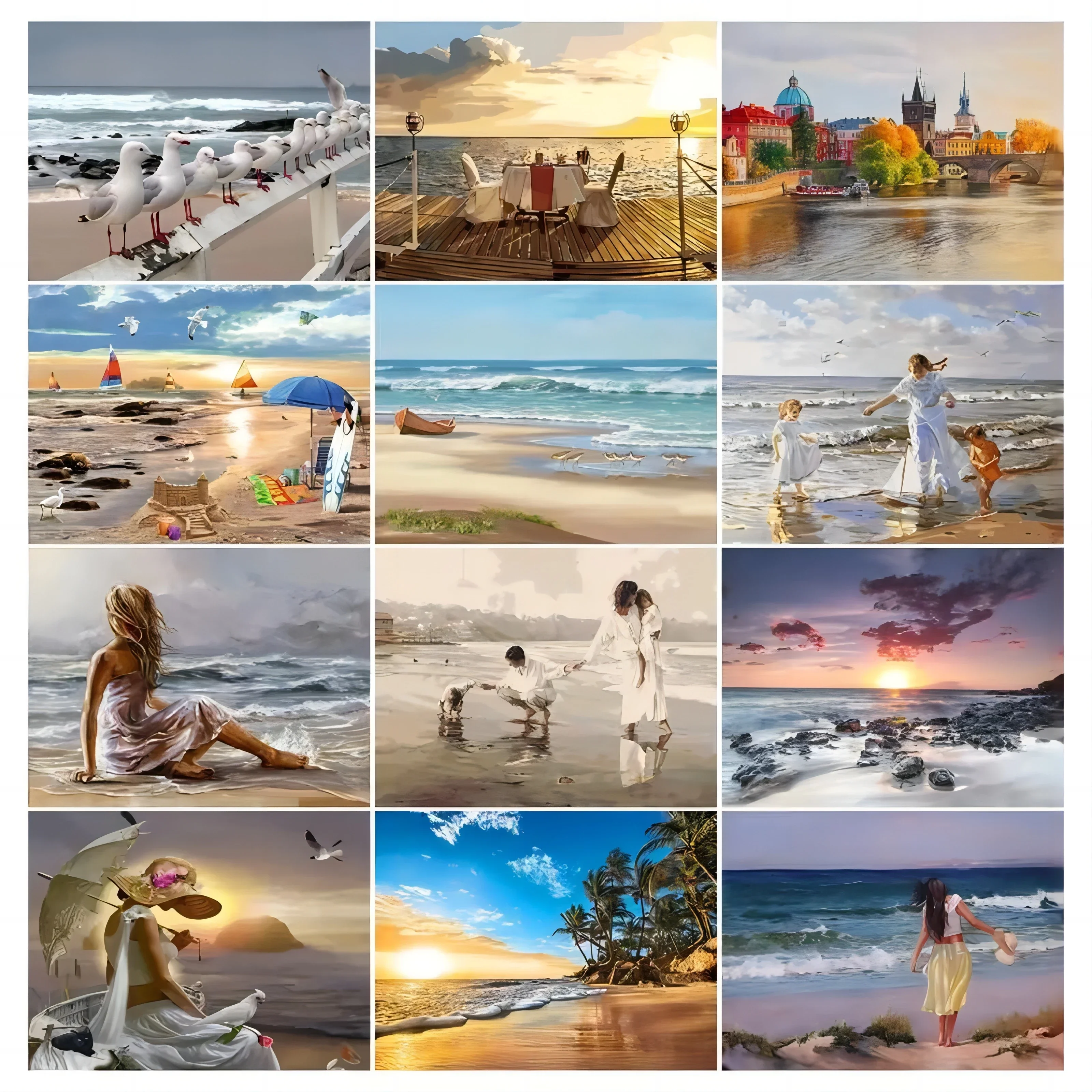 

644489 Oil Painting by numbers Kits Picture Drawing Beach Scenery Handmade DIY Coloring by numbers Adults Crafts Home decor