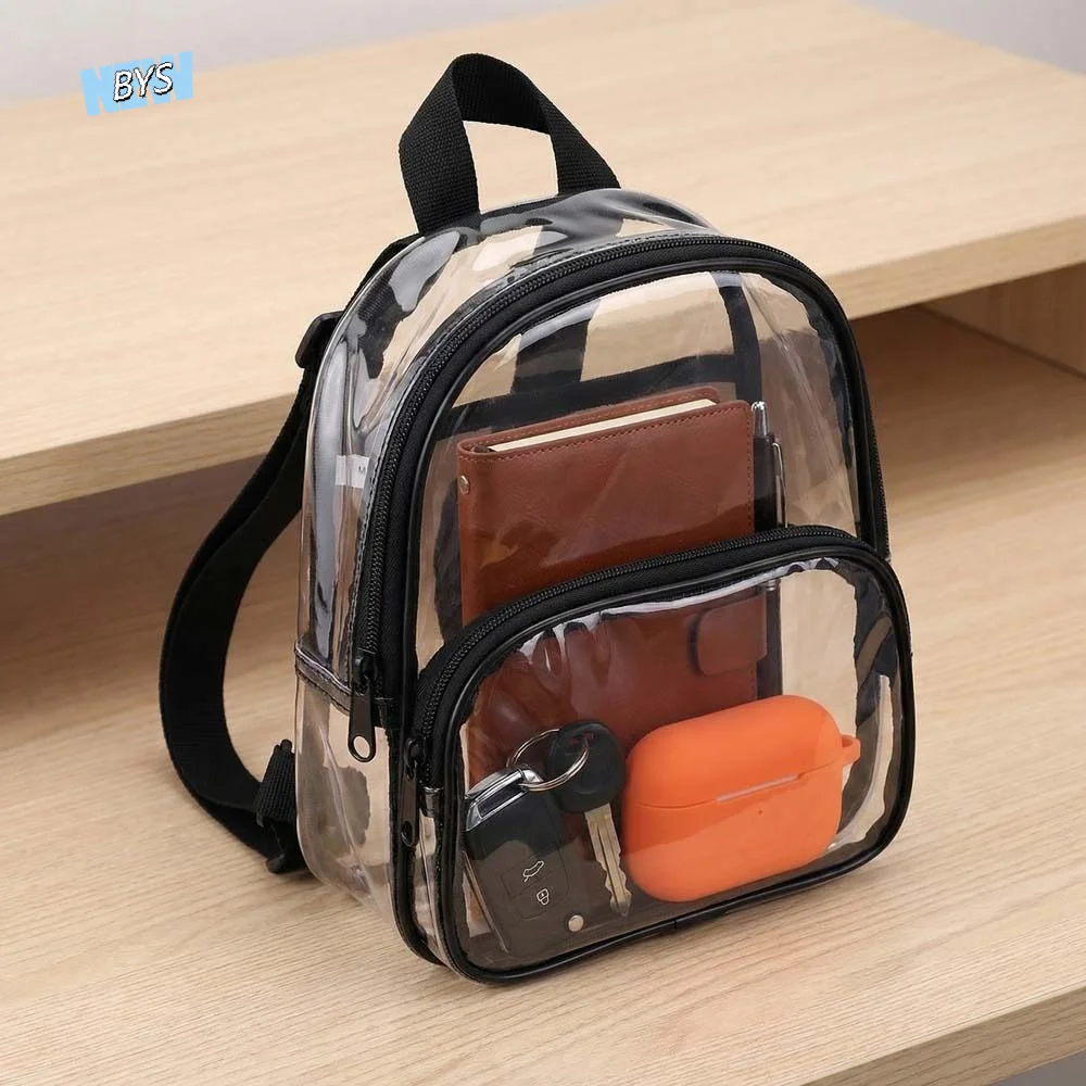 

Waterproof Transparent Backpack Zipper Large Capacity Students School Bag Adjustable Shoulder Strap Korean Style