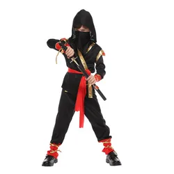 Carnival Boys Child Ninja Costume Role Play Assassin Samurai Warrior Hooded Suit Kids Halloween with Ninja Sword Fancy Dress Up