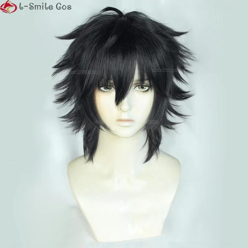 Game ES Ensemble Stars SAGAMI JIN Cosplay Wig JIN SAGAMI Wigs Short Black Grey Hair Glasses Heat Resistant Hair Wigs + Wig Cap