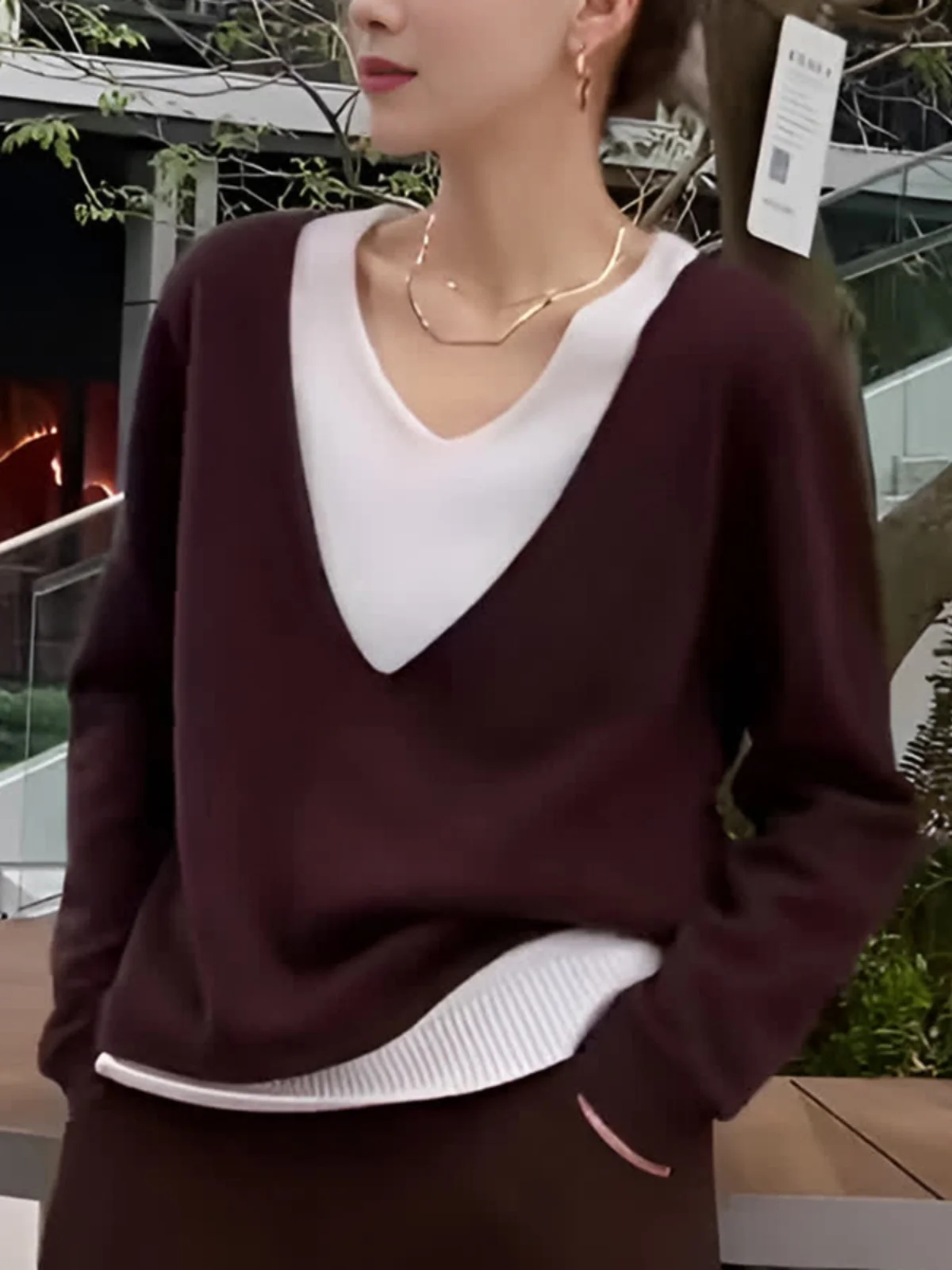 

Ele Loose Long Sve Mo Two-Piece Comfortable Autumn New Sle Korean Sle Women's Classic T-irt Casual Faion