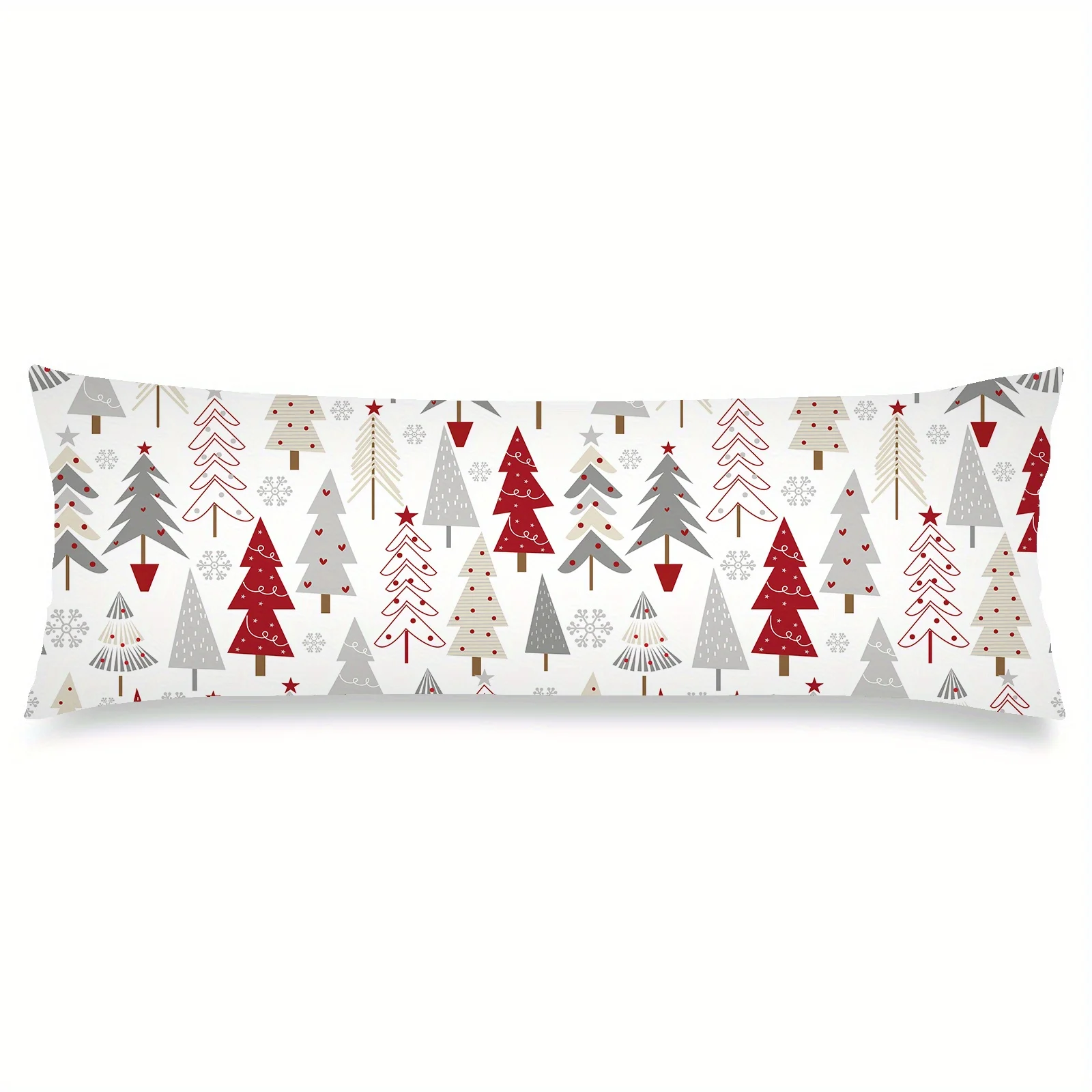Holiday-themed Pillowcase, Measuring 50.8x137.16 cm, Featuring a Christmas Tree Design. This Long Pillowcase Comes with a Zipper