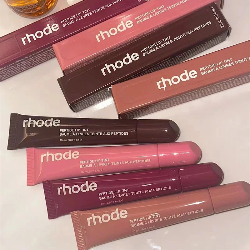 Brillo de labios tintado de Roda, Gel para el cuidado de los labios hidratante, cinta de bálsamo labial de color Dudu de vidrio, cuidado de lápiz labial tostado, 4 colores