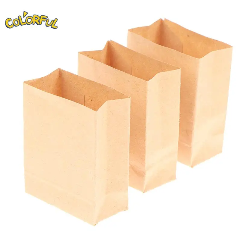 5Pcs/Lot 1/12 Dollhouse Miniature Bread Food Packaging Paper Bag Kraft Paper Bag Dolls DIY Decor Toy Shopping Bag Model Ornament