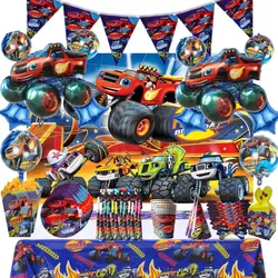 Cartoon  Blaze And The Monster Machine Birthday Party Disposable Tableware Decoration Articles Children's Baby Shower Background