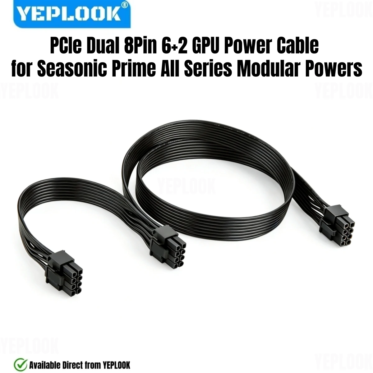 GPU Power Cable PCIe 2x 8Pin (6+2) for Seasonic Prime Titanium/Platinum/Gold/SNOWSILENT 1300W, 1000W, 850W, 750W, 650W, 550W PSU