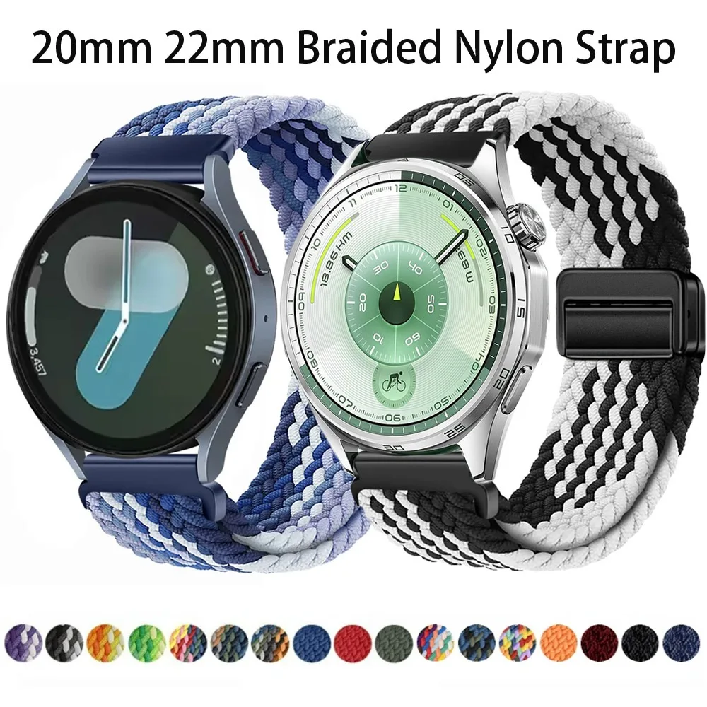 20 mm 22 mm geflochtenes Nylonarmband für Samsung Galaxy Watch 7 6 5 4, magnetisches, bequemes Band, Huawei Watch 5 GT6-5-4 46 mm Zubehör