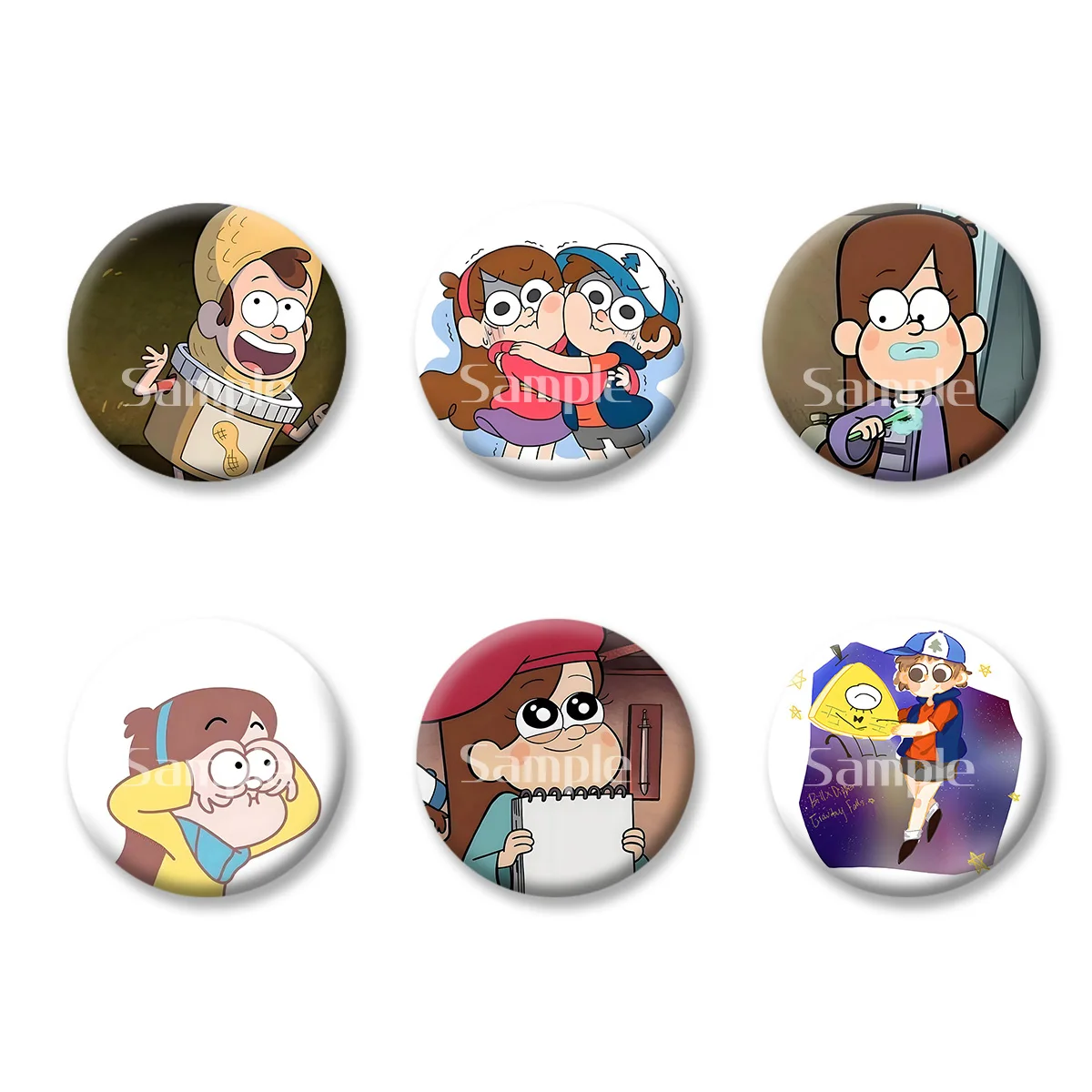 

Gravity Falls Mabel Dipper Anime Cartoon Flash Badge Keychains Makeup Mirror Fridge Magnet ACG Goods Game Peripherals Toy Gift