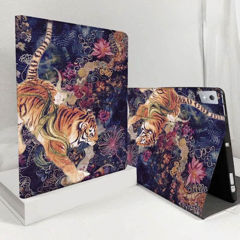 

White Flower Oil Painting For Lenovo Pad Legion Xiaoxin Tab Y700 K10 M10 P11 3rd Pro GT Plus Gen 5G Tablet Case