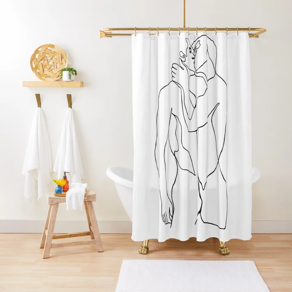 

Gay kiss line drawing Shower Curtain Cover Curtain Luxury Bathroom Curtain Toilet Accessories Bathroom