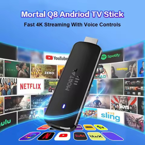 Global Version Android TV Stick Mortal Q8 Voice Remote Android14 8K4K Video Wifi6 Netflix YouTube Streaming TV stick TV box
