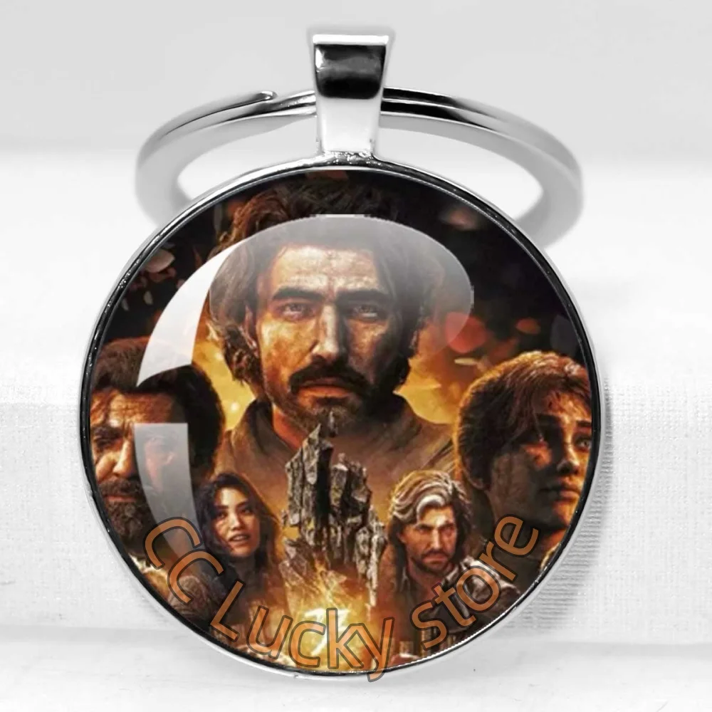 Hot Gamer Gustave Clair Obscur Expedition 33 Round Keychain Maelle x Gustave Fanart 25mm KeyRing Gift for Game Fans JD012