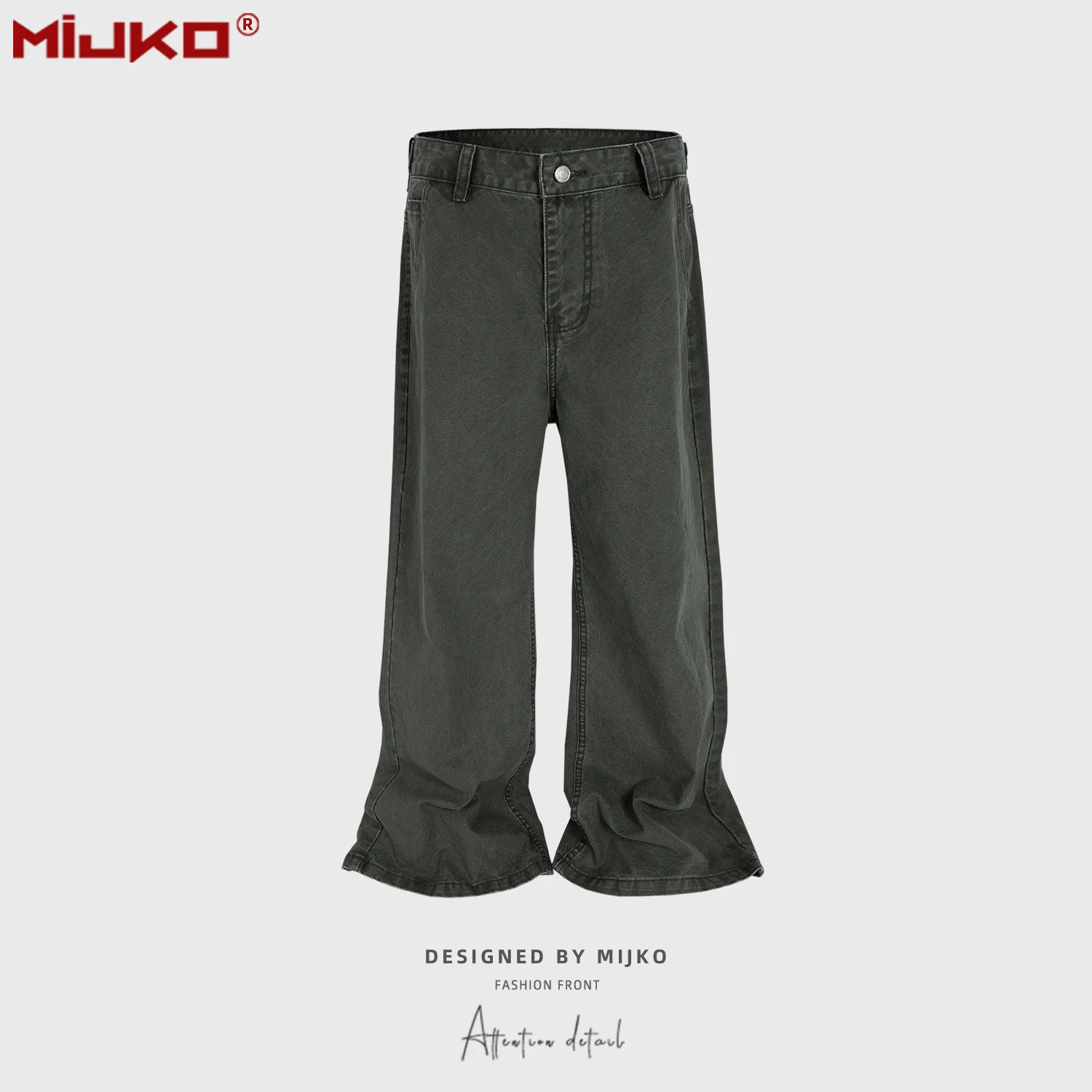 

MIJKO Jeans Green Khaki Men Women Streetwear Fashion Casual Straight Denim Pants Y2k Jeans Trousers #D1683