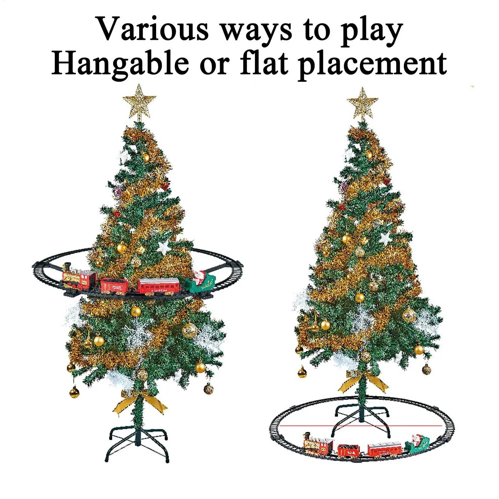 Tren eléctrico ensamblado Diy con sonido ligero, decoración del hogar, árbol de Navidad, motor musical, juego de tren para sala de estar, dormitorio, sala de juegos