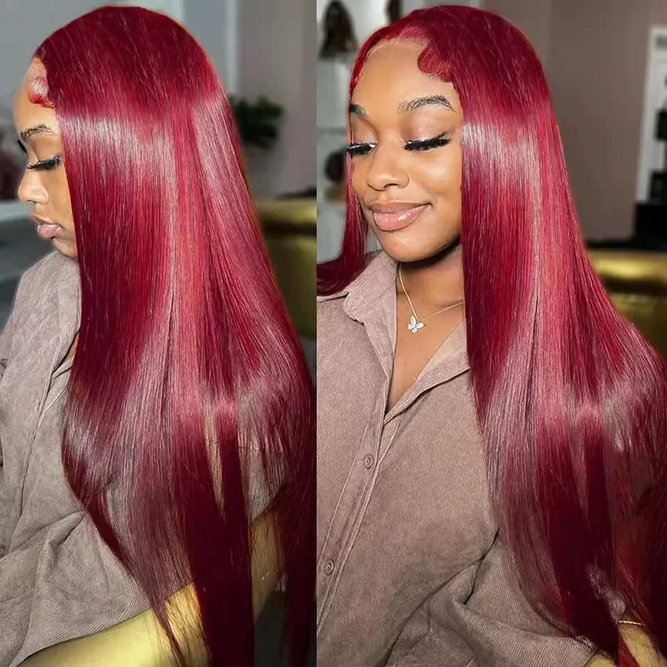 

13x6 Hd Lace Front Human Hair Wig 99J Burgundy Preplucked Hd Transparent 13x4 straight Human Hair Lace Frontal Wigs for Women
